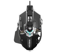 EWEADN G5 Wired Gaming Mouse with Adjustable Tail, 12800 DPI Programmable Computer Mouse with RGB Backlit, 9 Macro Buttons, Rapid Fire Key & Aluminum Base Ergonomic PC Mice for Laptop, PC-Black&White