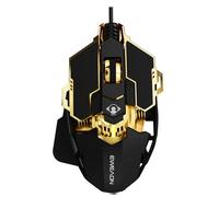 EWEADN G5 Wired Gaming Mouse with Adjustable Tail, 12800 DPI Programmable Computer Mouse with RGB Backlit, 9 Macro Buttons, Rapid Fire Key & Aluminum Base Ergonomic PC Mice for Laptop, PC-Black&Gold