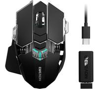 EWEADN G5 Wireless gaming mouse, 12800 Adjustable DPI RGB Mouse with 6 Backlit Modes, Rapid Fire Key, 9 Programmable Macro Buttons, Rechargeable Bluetooth Mouse for PC/Mac/Laptop - Black