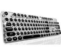 EWEADN TK950 Typewriter Keyboard Wireless Mechanical Keyboard, 104 Keys Aesthetic Typewriter Keyboards with White Backlit, Anti-Ghosting, Blue Switch Bluetooth/2.4GHz/Wired Cute keyboards-Black