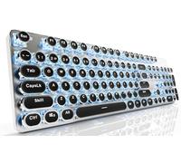 EWEADN TK950 Typewriter Keyboard Wireless Mechanical Keyboard, 104 Keys Aesthetic Typewriter Keyboards with Blue Backlit, Anti-Ghosting, Blue Switch Bluetooth/2.4GHz/Wired Cute keyboards-Black