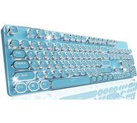 EWEADN TK950 Typewriter Keyboard Wireless Mechanical Keyboard, 104 Keys Aesthetic Typewriter Keyboards with White Backlit, Anti-Ghosting, Blue Switch Bluetooth/2.4GHz/USB-C Wired Cute keyboards-Blue