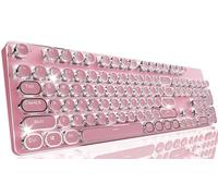 EWEADN TK950 Wireless Mechanical Keyboard, 104 Keys, Blue Switch, Bluetooth/2.4GHz, White Backlight, Anti-Ghosting, Aesthetic Typewriter Design