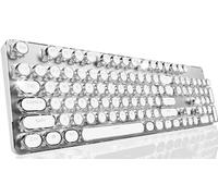 EWEADN TK950 Wireless Mechanical Keyboard, 104 Keys Mechanical Keyboard, Aesthetic Typewriter Keyboard with White Backlight, Anti-Ghosting, Blue Switch, Bluetooth/2.4