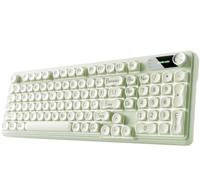 EWEADN V102 Wireless Keyboards, Gaming Keyboard with Display Screen & Media Knob, Custom RGB Backlit, Tri-Mode BT5.0/2.4GHz/Wired Membrane Creamy Keyboard, Quiet Typing for Windows/MAC/PC Gamer-Green