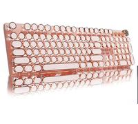 EWEADN V20 Typewriter Keyboard Wireless, 104 Keys Typewriter Style Mechanical with White Backlit