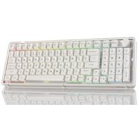 EWEADN V99 Wireless Mechanical 99 Keys Gasket Hot Swappable Custom Keyboard With Pre-lubed Switches, Knob, RGB Backlit BT5.0/2.4G/USB-C Creamy (Snow Leopard Switch, White)