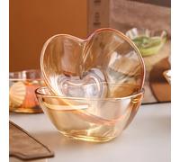 EWEIGEER 2 Pack Dessert Pudding Ice-Cream Bowl,Candy Snack Dish,Heart-Shaped Small Glass Bowls,Amber Color
