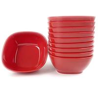 EWEIGEER 4.4-inch Melamine Dessert Bowl Kids Plastic Bowls,Small Bowl For Ice Cream Snacks Rice Salad Soup Cereal.Set of 10(Red)