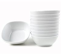 EWEIGEER 4.4-inch Melamine Dessert Bowl Kids Plastic Bowls,Small Bowl For Ice Cream Snacks Rice Salad Soup Cereal.Set of 10(White)