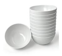 EWEIGEER 4.5-inch Melamine Small Bowls for Cereal Rice Soup Dessert Snack Candy Ice-Cream Pudding Fruit Salad Side Dish Mini Plastic Bowl.(10 PCS) White