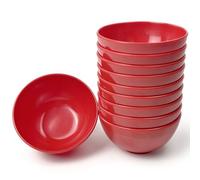 EWEIGEER 4.5-inch Melamine Small Bowls for Cereal Rice Soup Dessert Snack Candy Ice-Cream Pudding Fruit Salad Side Dish Mini Plastic Bowl.(10 PCS) Red