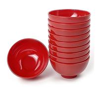 EWEIGEER 4.5-inch Unbreakable Small Melamine Bowls for Cereal Rice Soup Dessert Snack Ice-Cream Pudding Mini Round Plastic Bowl.(10 PCS) Red