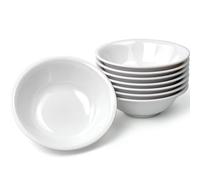 EWEIGEER 6-inch Melamine Bowls for Cereal Salad Rice Soup Dessert Snack Candy Ice-Cream Pudding Fruit Plastic Bowl.(8 PCS) White