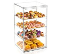 Ewen 4-Tier Large Bakery Storage Container Box 13.8x12.2x23.6in Adjustable, 1PC Clear Pastry Showcase Mag-netic Door for Dessert, Cupcake Fruit Cookie Display Bin for Party Business Kitchen Countertop