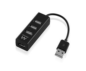 Ewent EW1123 USB Hub 2.0 Mini, Splitter 4-Port USB 480 Mbps, Plug & Play, for Desktop PC/Notebook