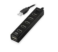 ewent EW1130 USB 2.0 Hub, 7 USB 2.0 480 Mbps ports with power-saving ON/OFF switch, Compatible Windows PC, Notebook, Ultrabook, MacBook, Tv Box, 65cm cable, black