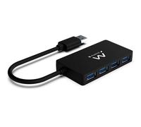 Ewent EW1136 4-Port USB 3.0 Hub for Data Transfer, Slim Multi-Port USB Hub with DC Connector for External Power Supply, Transfer Rate 5 Gbps