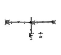 Ewent EW1513 Triple Monitor Stand,Triple Monitor Arm,Ergonomic Triple Monitor Stands for Desks,13-27 inch TV/Monitor Support Bracket,Adjustable Height,Tilt and Swivel,with Clamp,VESA 75X75 and 100X100