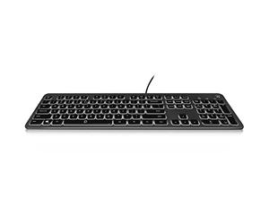 Ewent EW3268 LED backlit keyboard, USB wired, full-size, large print, Italian QWERTY layout, black/grey