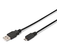 Ewent USB 2.0 Cable Type a Male to Micro B Data Sync Charge For Samsung Mobile Phone, GPS, Cameras, Mp3, Double Shielded 28 Copper Lead 1.8 M, Black