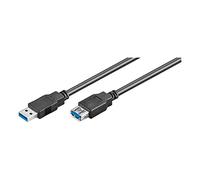 Ewent USB 3.0 Cable Type A/Male to A/Female Double Shielded 28 awg Copper, Transfer Speeds of up to 5 gmbit, Black 1.00 m black