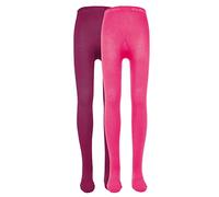 EWERS 2-pack baby & children's tights solid colours, double pack of cotton tights for girls, MADE IN EUROPE, pink/pink, size EU 110-116