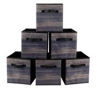 EWES 13 Inch Fabric Storage Cubes, 6 Pack Foldable Storage Bins with Handle, Storage Baskets Box for Shelves, Closet, Organizer, Black