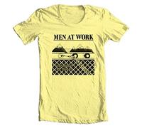 ewewerdrERA Men at Work T-Shirt - Business As Usual Retro 80s Design Graphic Tee Yellow L