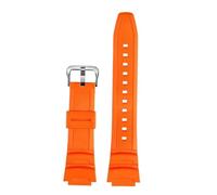 ewgrkba 18mm Compatible With Casio Watch Band DW-291H/290 W-218H/219H AQ-S810W AEQ-110BW AE1200/1000/1300 Waterproof Silicone Resin Strap Bracelet(Orange-silver)