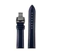 ewgrkba 20mm 22mm Cowhide Watchband Compatible With Casio EDIFICE EFV540 EFS-S500 EFR-303 EFR-552 Genuine Leather Strap Men Folding Buckle Bracelet(D blue black Folding,20mm)