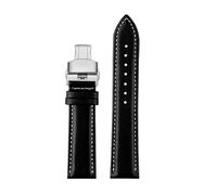 ewgrkba 20mm 22mm Cowhide Watchband Compatible With Casio EDIFICE EFV540 EFS-S500 EFR-303 EFR-552 Genuine Leather Strap Men Folding Buckle Bracelet(Black w silver Foldi,22mm)