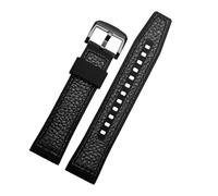 ewgrkba 21mm 22mm Men Band Compatible With Citizen AW5005 IWC Seiko Green Nylon Rubber Watchband Leather Cowhide Silicone Bottom Watch Strap(A black black,22mm)