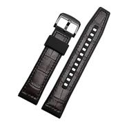 ewgrkba 21mm 22mm Men Band Compatible With Citizen AW5005 IWC Seiko Green Nylon Rubber Watchband Leather Cowhide Silicone Bottom Watch Strap(B brown black,22mm)