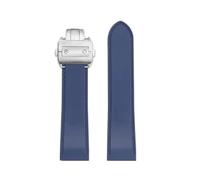 ewgrkba 23mm 25m Compatible With Cartier Santos100 Santos Silicone Rubber Watch Strap Santos 100 Metal Buckle Watchband Men Black Blue Soft Bracelet(Blue-silver,25mm)