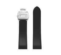ewgrkba 23mm 25m Compatible With Cartier Santos100 Santos Silicone Rubber Watch Strap Santos 100 Metal Buckle Watchband Men Black Blue Soft Bracelet(Black-silver,25mm)