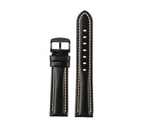 ewgrkba Compatible With Any 18mm 20mm 21mm 22m With Mat Genuine Leather Watch Strap Men Cowhide Watchband Wristwatch Band Bracelet Accessories(A black black,20mm)