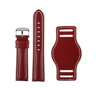 ewgrkba Compatible With Any 18mm 20mm 21mm 22m With Mat Genuine Leather Watch Strap Men Cowhide Watchband Wristwatch Band Bracelet Accessories(Red Mat steel,20mm)