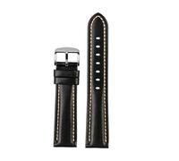 ewgrkba Compatible With Any 18mm 20mm 21mm 22m With Mat Genuine Leather Watch Strap Men Cowhide Watchband Wristwatch Band Bracelet Accessories(A black steel,20mm)
