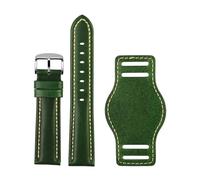 ewgrkba Compatible With Any 18mm 20mm 21mm 22m With Mat Genuine Leather Watch Strap Men Cowhide Watchband Wristwatch Band Bracelet Accessories(Green Mat steel,18mm)