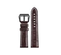 ewgrkba Compatible With Panerai 1950 PAM441 111 380 382 Crocodile Leather Watch Strap 22 24 26mm Men Genuine Leather Watchband Wristband Accessories(Brown-black,24mm)