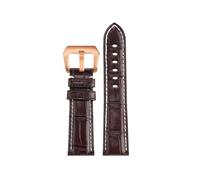 ewgrkba Compatible With Panerai 1950 PAM441 111 380 382 Crocodile Leather Watch Strap 22 24 26mm Men Genuine Leather Watchband Wristband Accessories(Brown-rose gold,22mm)