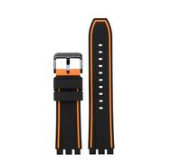 ewgrkba Compatible With Swatch Silicone Strap 19mm 20mm 21mm Wrist Band Strap Orange Blue Gray Red Watchband Women Men's Watch Bracelet Accessories(Black Orange black,19mm)