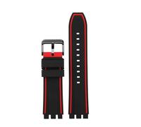 ewgrkba Compatible With Swatch Silicone Strap 19mm 20mm 21mm Wrist Band Strap Orange Blue Gray Red Watchband Women Men's Watch Bracelet Accessories(Black Red black,21mm)