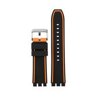 ewgrkba Compatible With Swatch Silicone Strap 19mm 20mm 21mm Wrist Band Strap Orange Blue Gray Red Watchband Women Men's Watch Bracelet Accessories(Black Orange Silver,21mm)