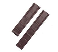ewgrkba Compatible With TAG Heuer Leather Watchband Blue Black With Red Stitches Bracelet 19 20 22mm Compatible With Men Wrist Band With Folding Clasp(Brown no clasp,19mm)