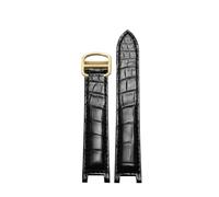 ewgrkba Crocodile Alligator Watchband Compatible With PASHA DE CARTIER W3109151 W3018651 Crocodile Watch Strap Mens Watches Top Luxury(Black gold,21.15mm)