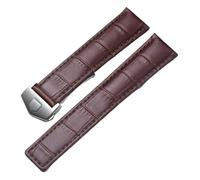 ewgrkba Genuine Leather Strap Compatible With Tag Heuer Watch Carrera Monaco Watch Belt Black Brown Bracelet Wristwatch Watchband(Brown-silver,19mm)