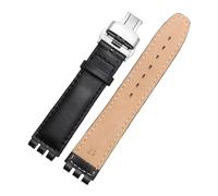 ewgrkba Genuine Leather Watch Strap Compatible With SWATCH YCS YAS YGS IRONY Soft Cowhide Watchband 17mm 19mm Men Women Folding Buckle Bracelet Band(A Black SK Folding,19mm)