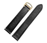 ewgrkba Litchi Leather Strap Compatible With Cartier TANK SOLO RONDE DE Lychee Grain Strap Leather 20 23 25mm Watch Accessories(Black-gold,23mm)